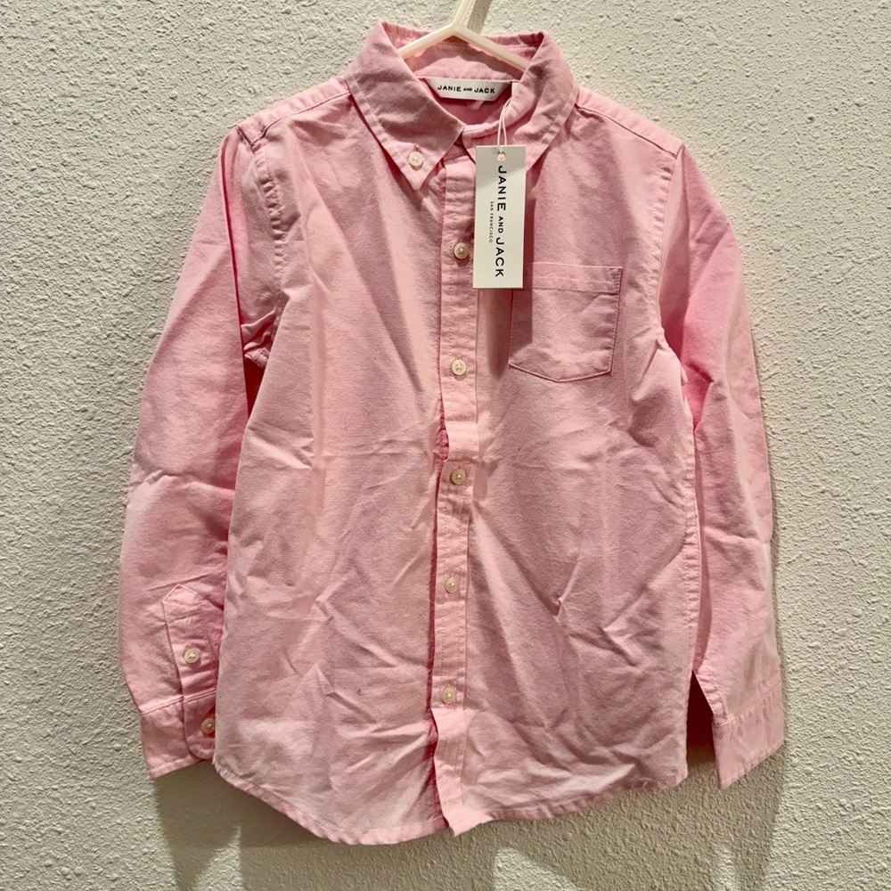 NWT Janie and Jack Kids Pink Button Down Shirt